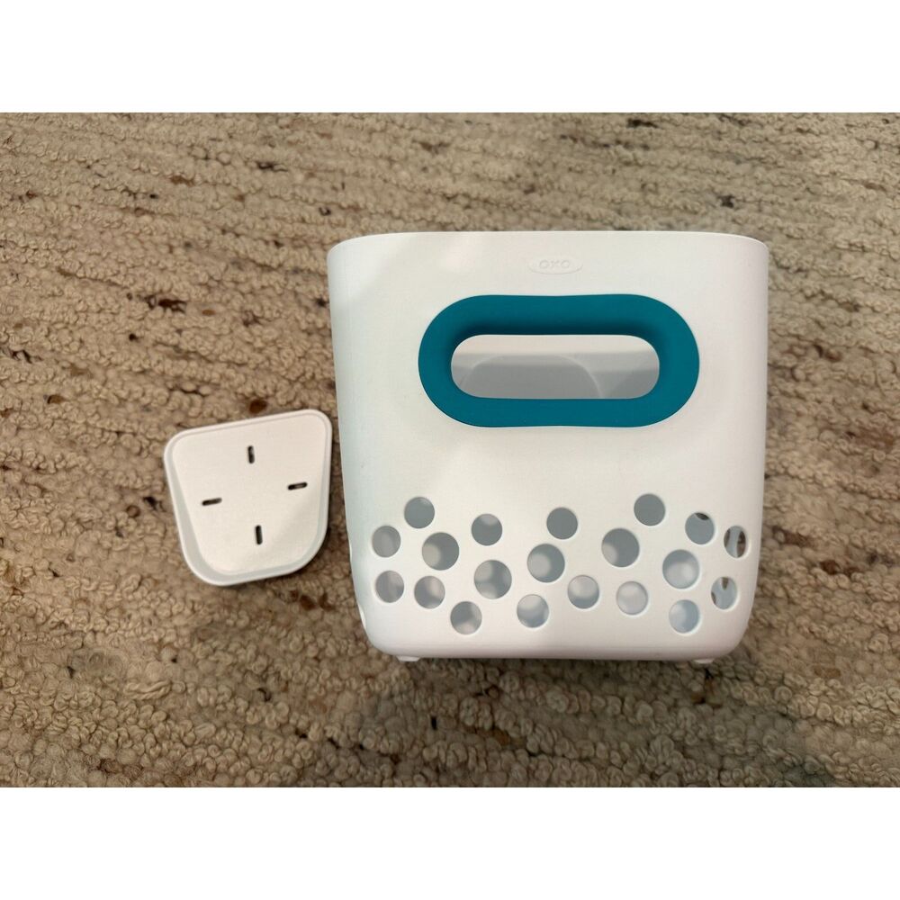 OXO Tot Bath Toy Bin with Wall Mount White Teal